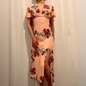 Sandro Paris Floral Maxi Dress in Peach